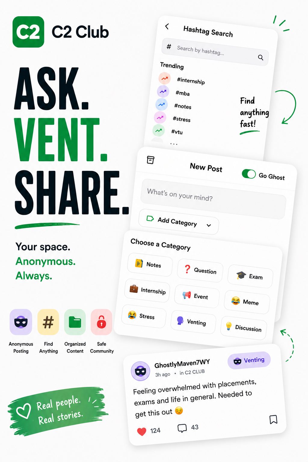 Ask, vent, share on C2 Club