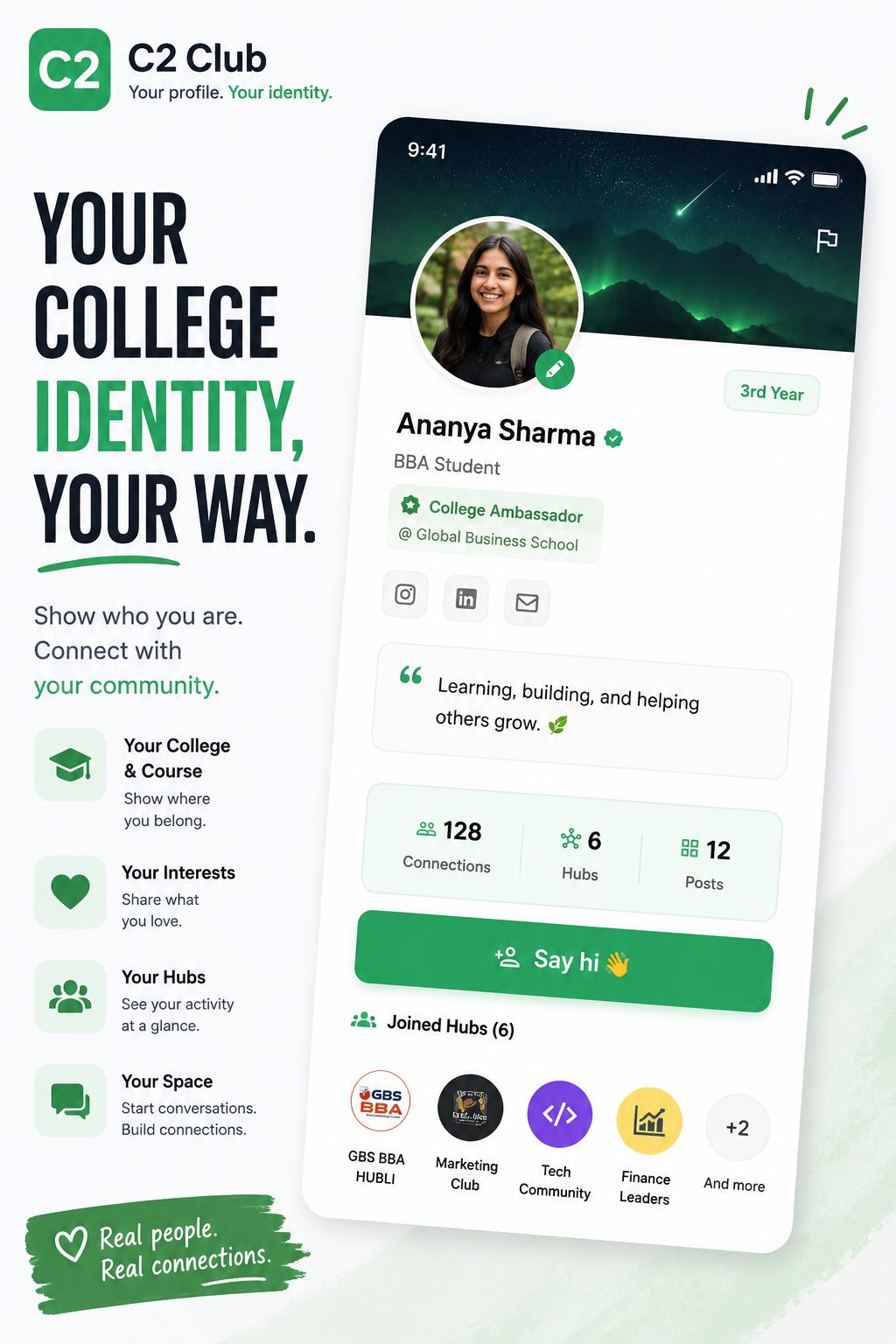 Your college identity on C2 Club